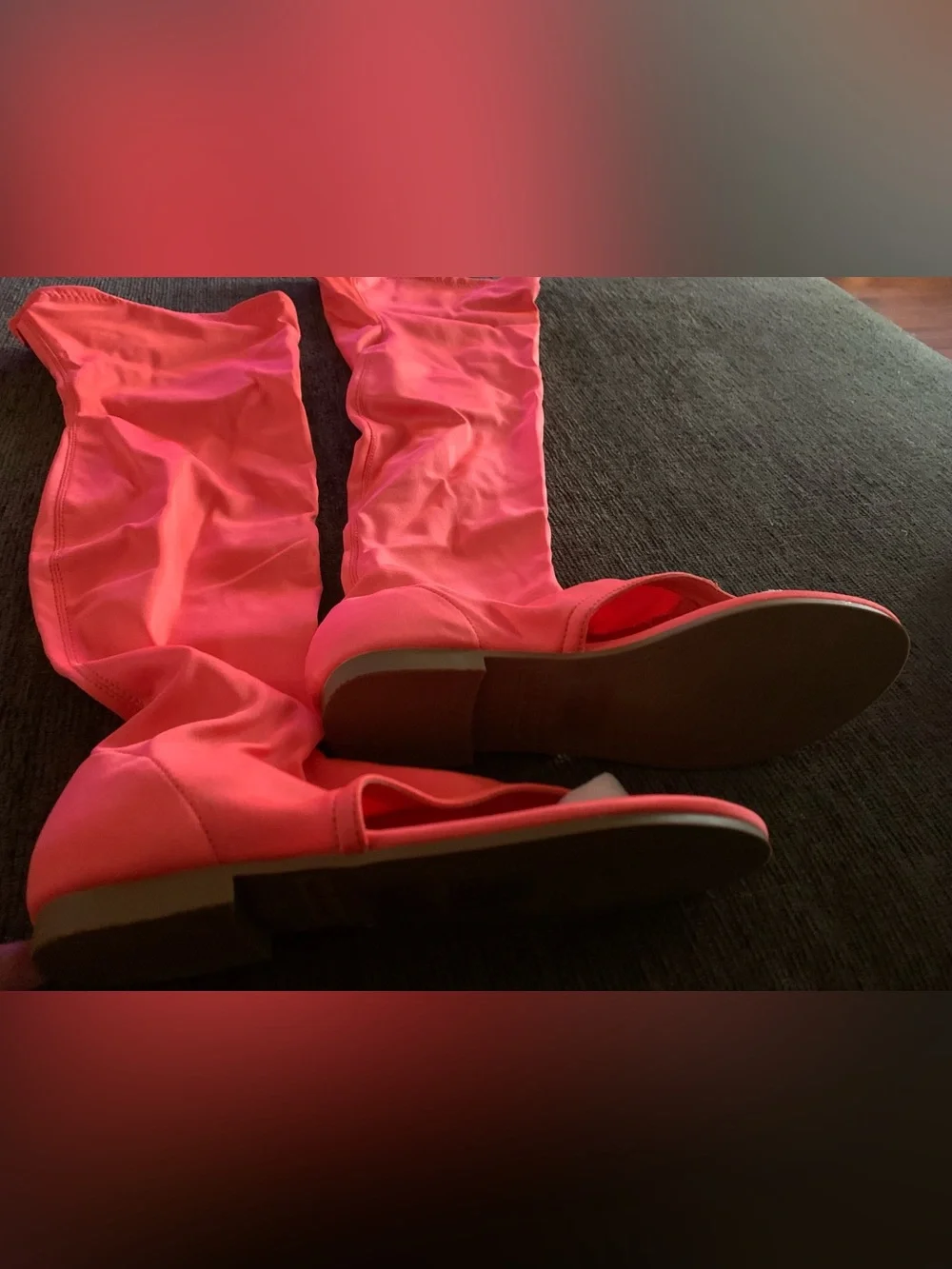 Cape Robbin Orange Over-the-Knee Open-Toe Flat Boots